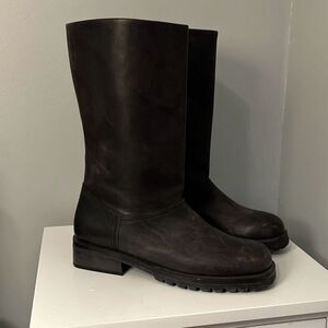 Timberland Women's Black Slip On Waterproof Leather High Riding Boots